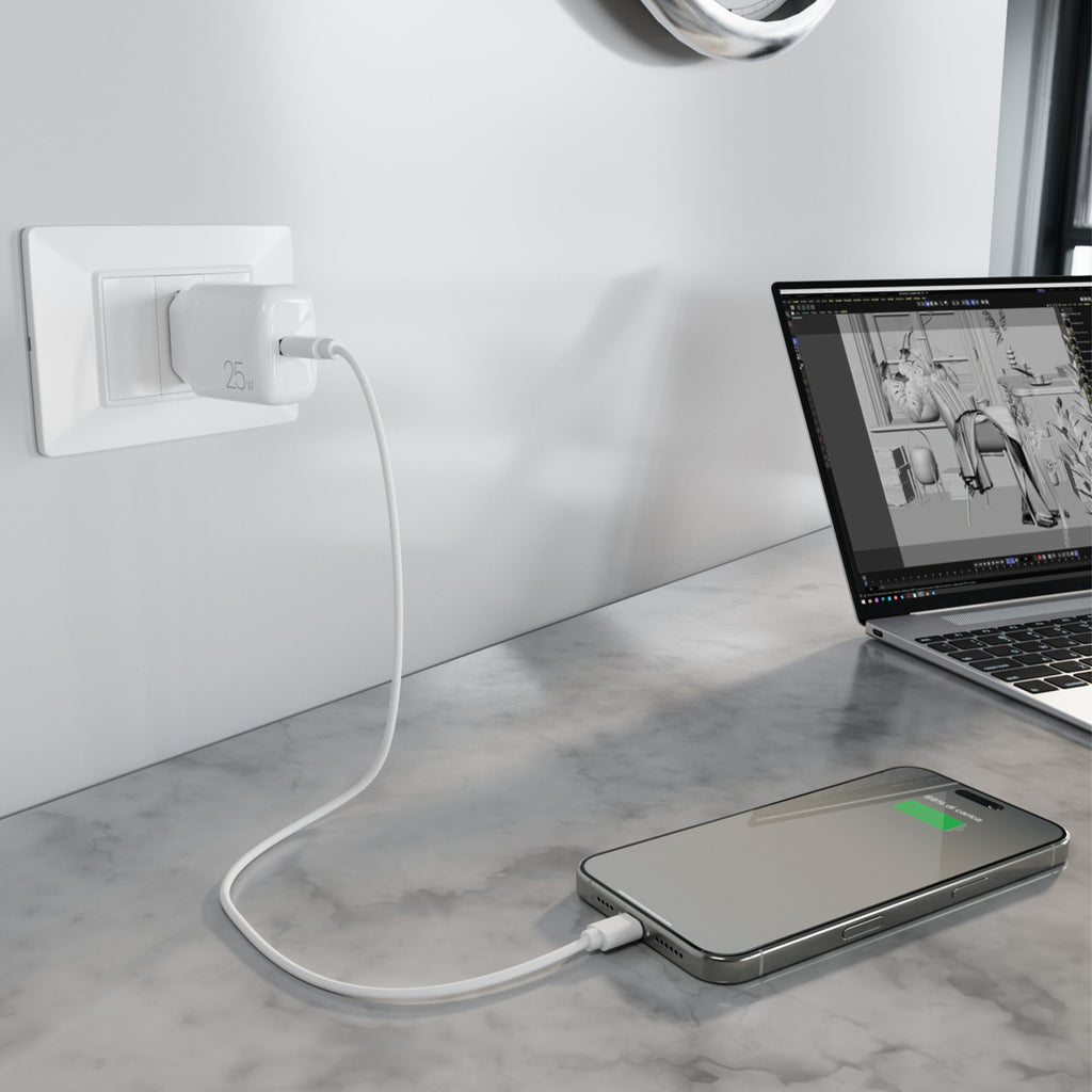 Puro Daily Prolite 25W USB-C Power Delivery įkroviklis - baltas -- Cell phone chargers