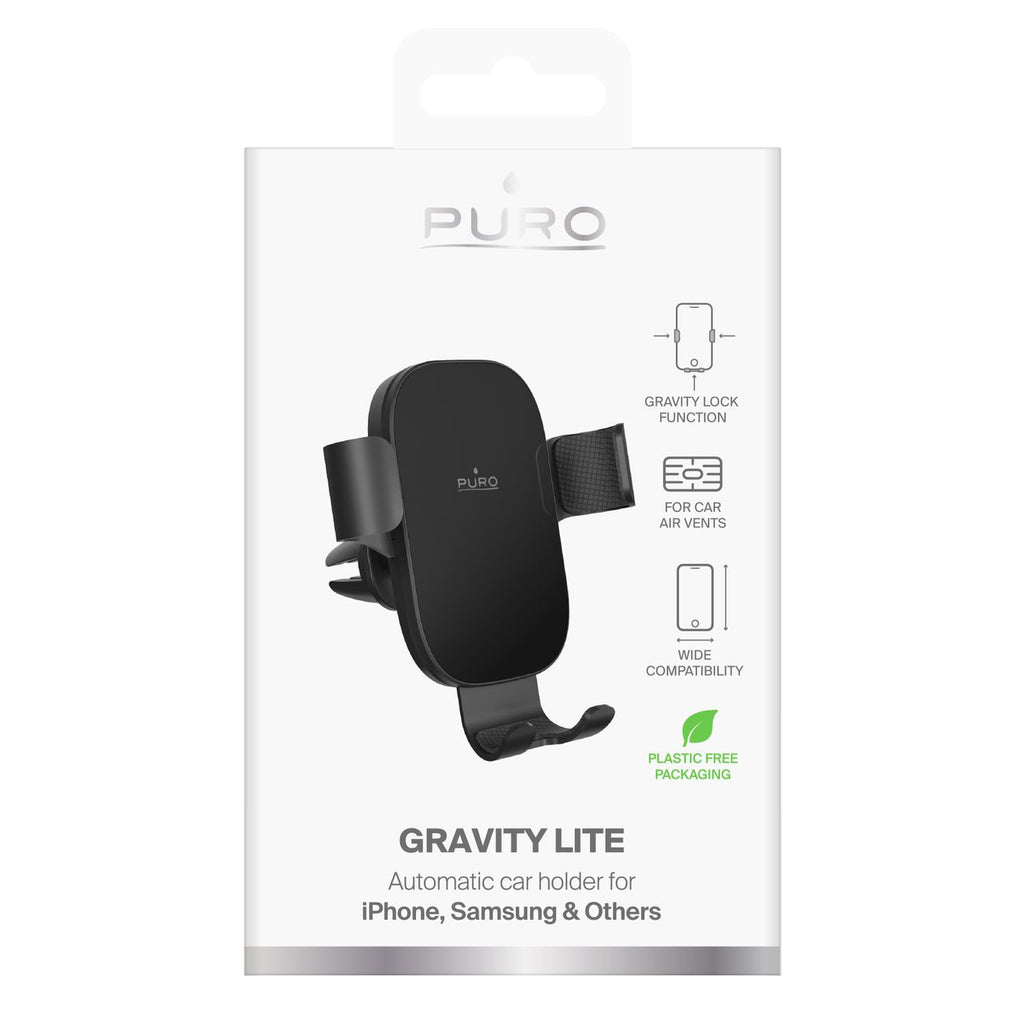 Puro Gravity automobilinis gravitacinis laikiklis oro grotelių angai, juodas -- Cell phone holders