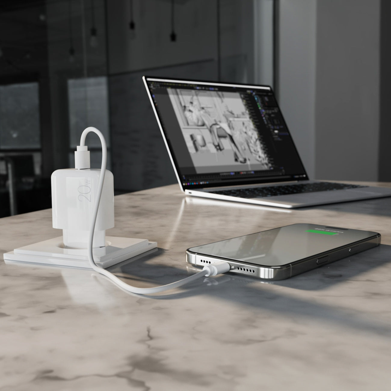 Puro PROLITE 20W USB-C sieninis įkroviklis - baltas -- Cell phone chargers
