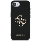 Guess PU grūdintos tekstūros dėklas iPhone 16e – juodas