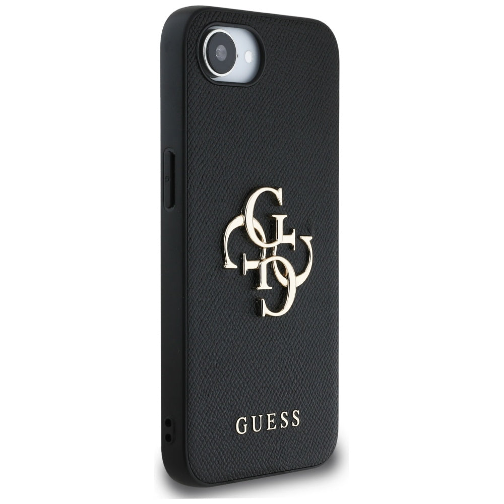Guess PU grūdintos tekstūros dėklas iPhone 16e – juodas