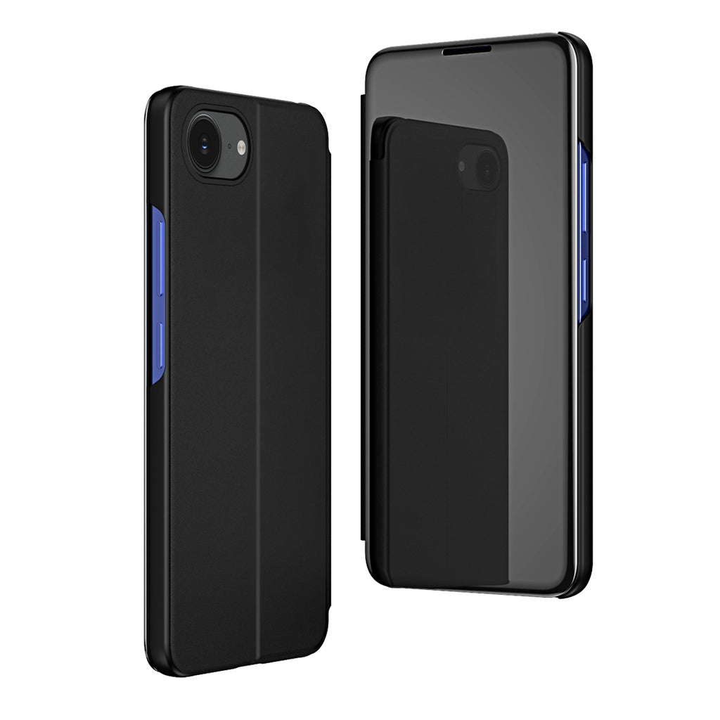 Clear View dėklas iPhone 16e su atvartu – juodas
