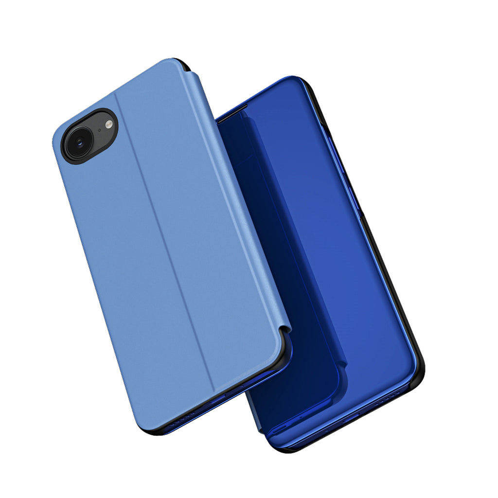 Clear View dėklas iPhone 16e su atverčiamu dangteliu – mėlynas