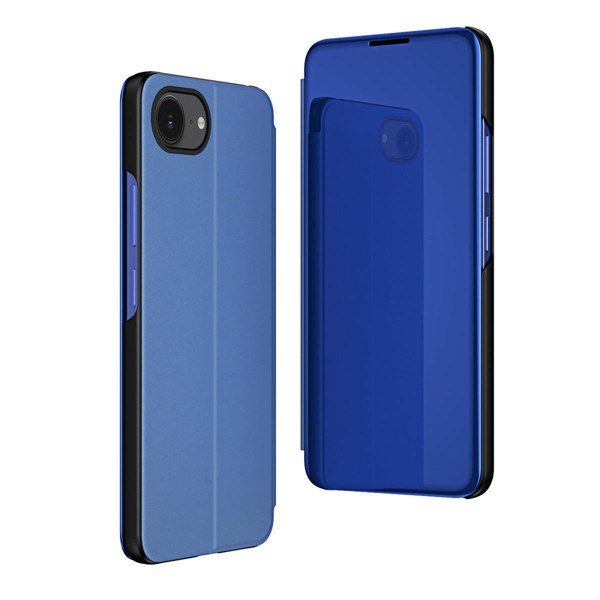 Clear View dėklas iPhone 16e su atverčiamu dangteliu – mėlynas