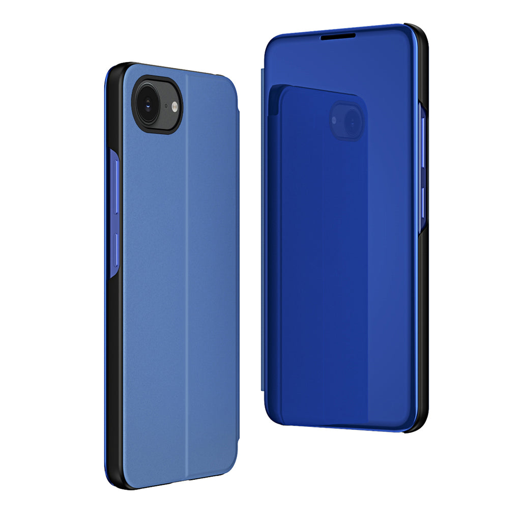 Clear View dėklas iPhone 16e su atverčiamu dangteliu – mėlynas