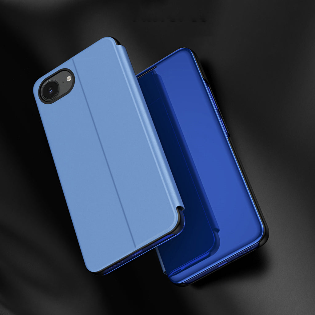 Clear View dėklas iPhone 16e su atverčiamu dangteliu – mėlynas