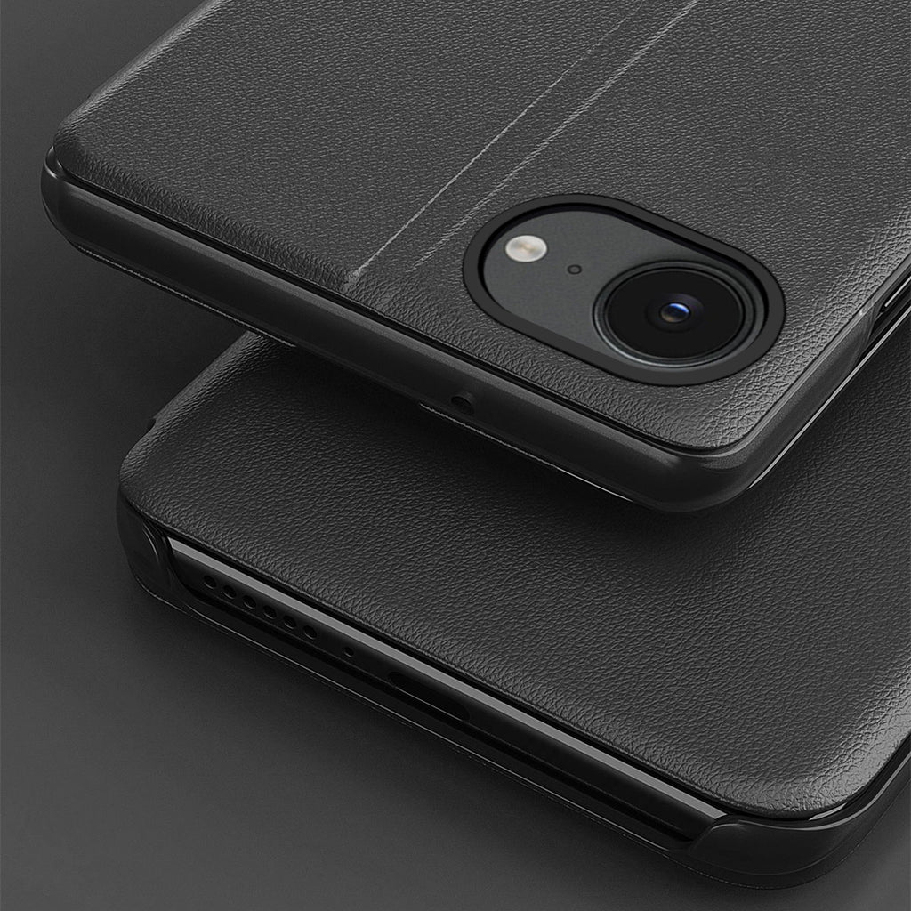 Eko odos dėklas su langeliu ir stovu iPhone 16e – juodas
