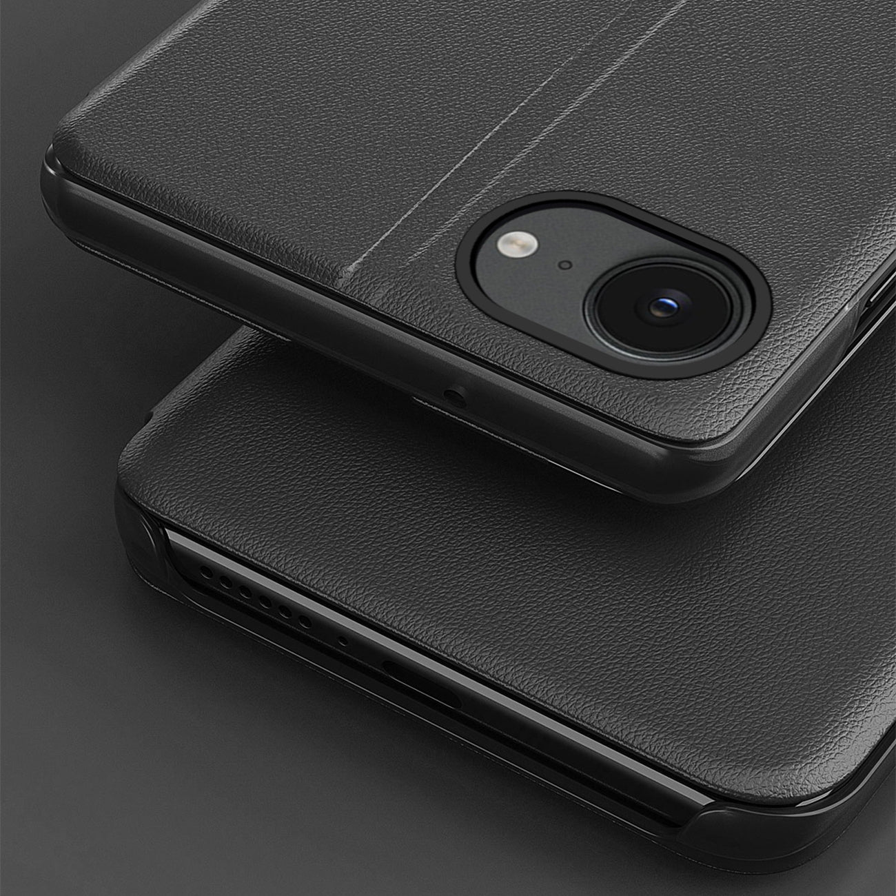 Eko odos dėklas su langeliu ir stovu iPhone 16e – juodas