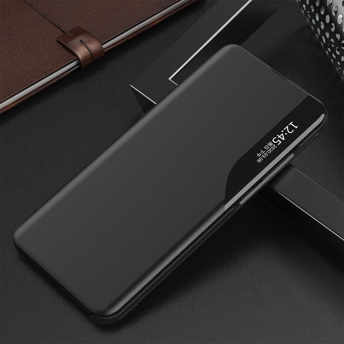 Eko odos dėklas su langeliu ir stovu iPhone 16e – juodas