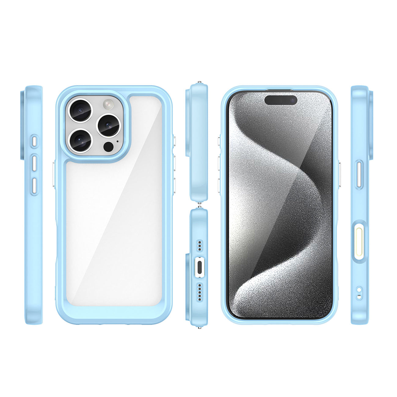 Skaidrus dėklas iPhone 16e Outer Space – mėlynas