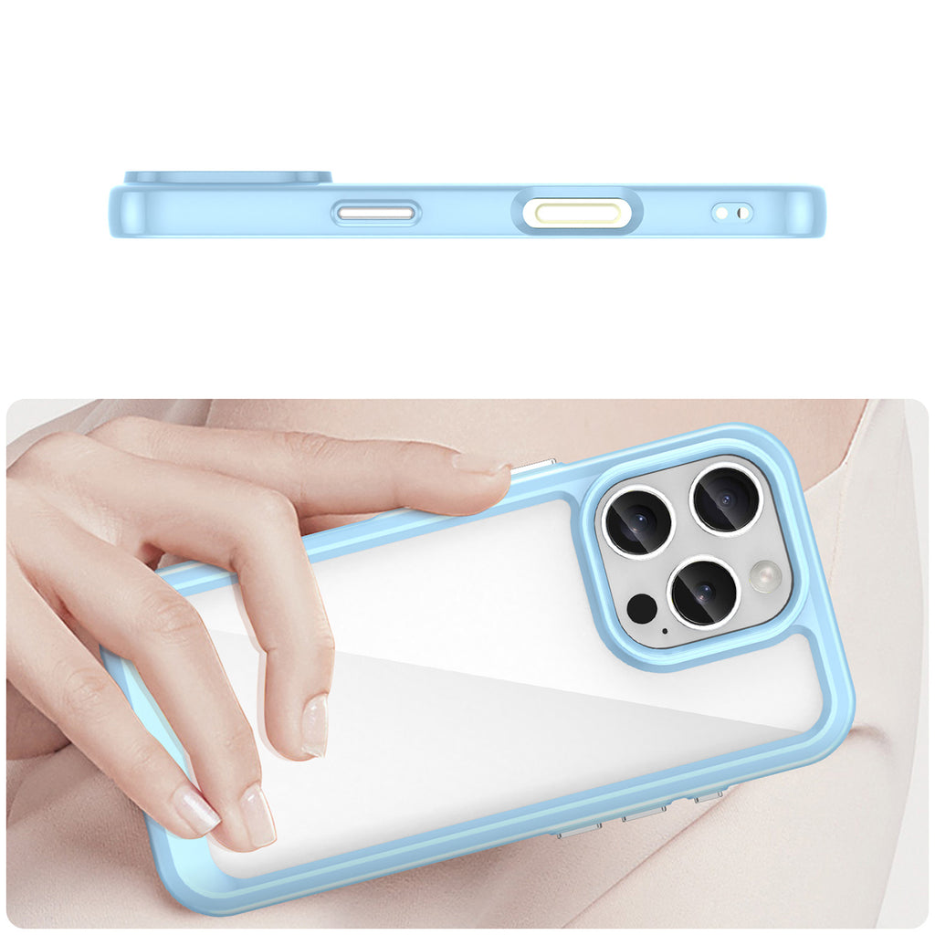 Skaidrus dėklas iPhone 16e Outer Space – mėlynas