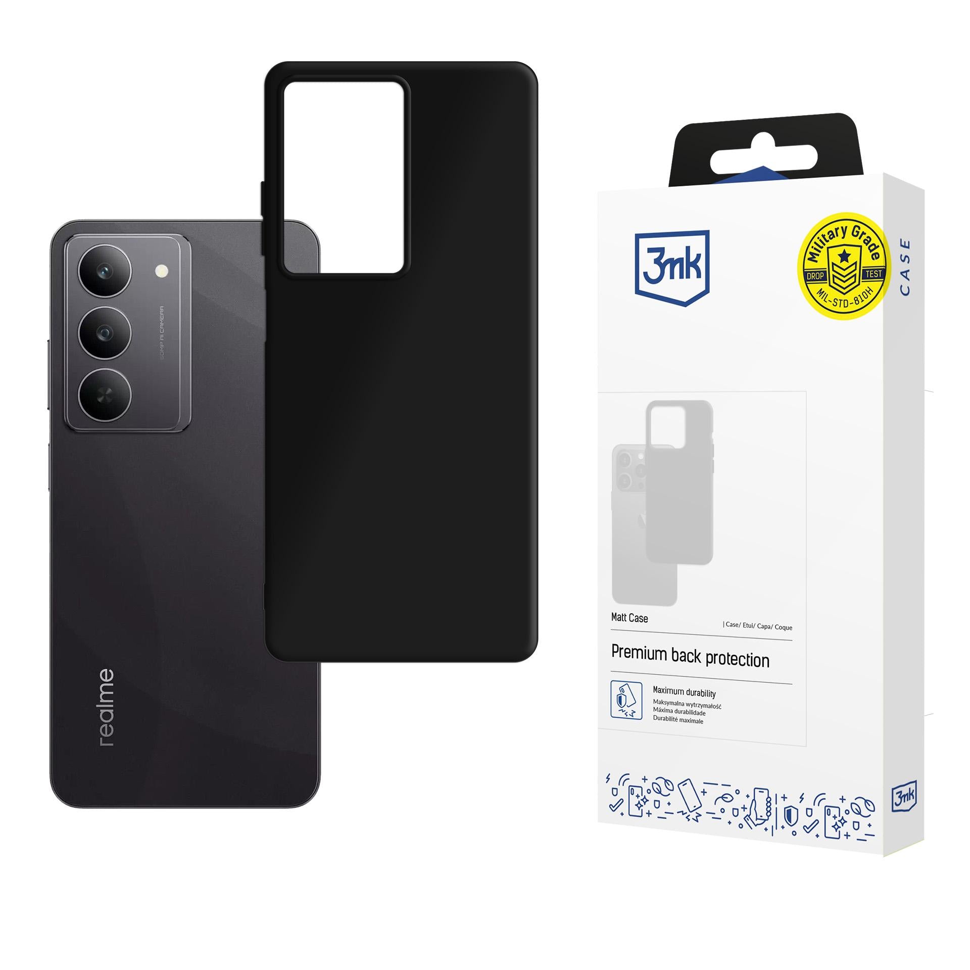 3mk Matt dėklas Realme 14x - juoda -- Realme 14x