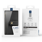 Dux Ducis Lawa odinis dėklas iPhone 16 su pinigine – juodas