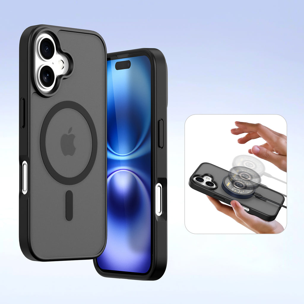 Dux Ducis Lawa odinis dėklas iPhone 16 su pinigine – juodas