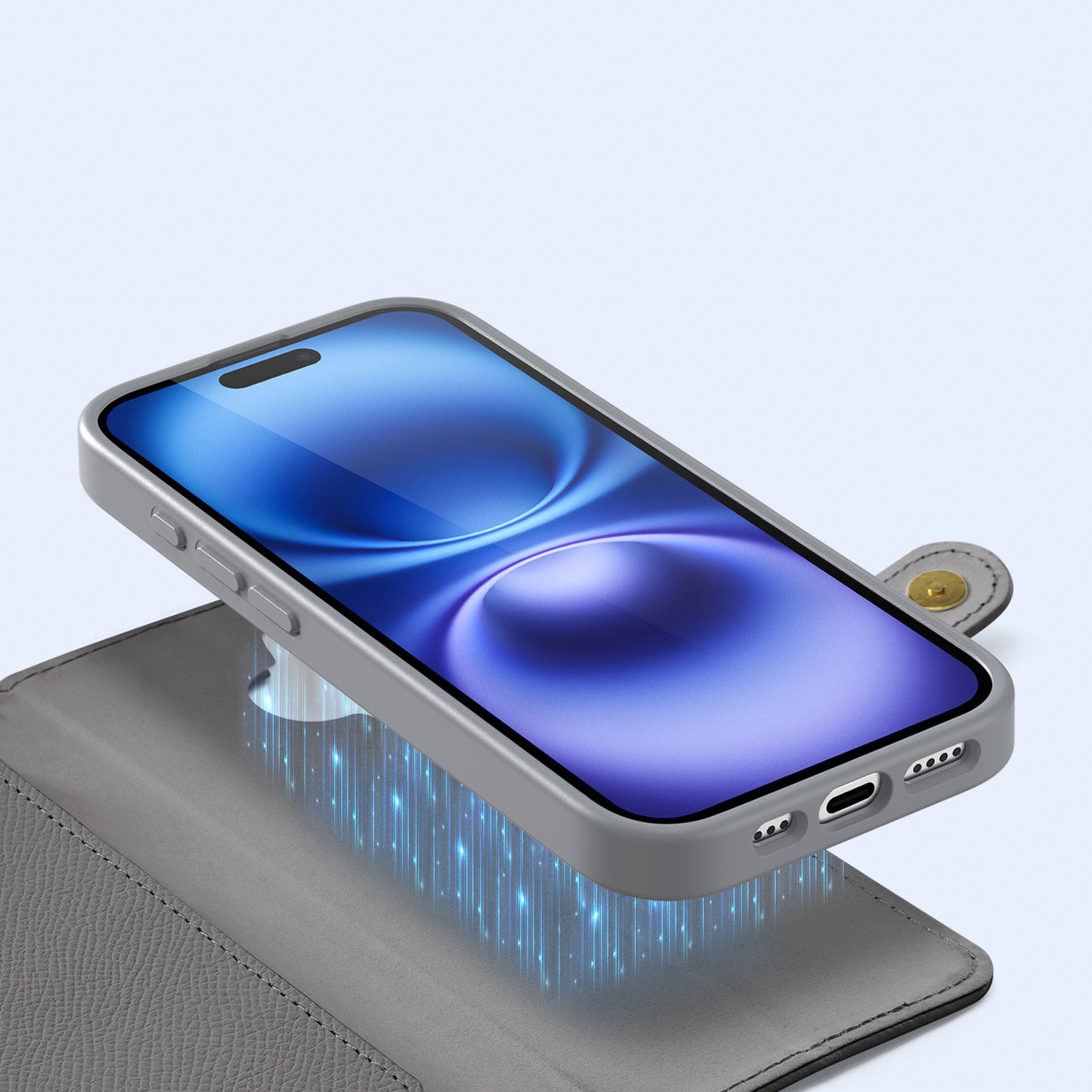 Odinis dėklas Dux Ducis Lawa iPhone 16 su pinigine – pilkas