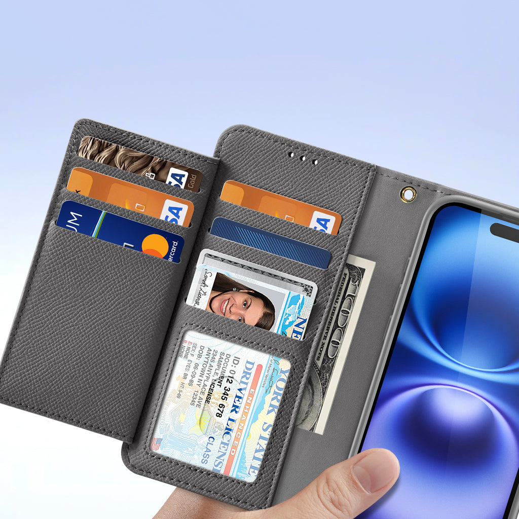 Odinis dėklas Dux Ducis Lawa iPhone 16 su pinigine – pilkas