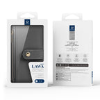 Dux Ducis Lawa odinis dėklas iPhone 15 su pinigine – pilkas