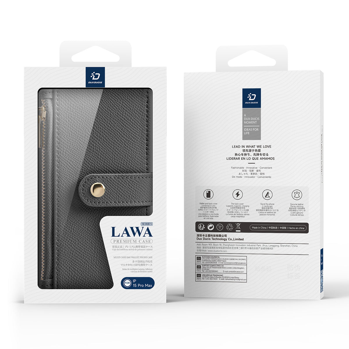 Dux Ducis Lawa odinis dėklas iPhone 15 Pro Max – pilkas