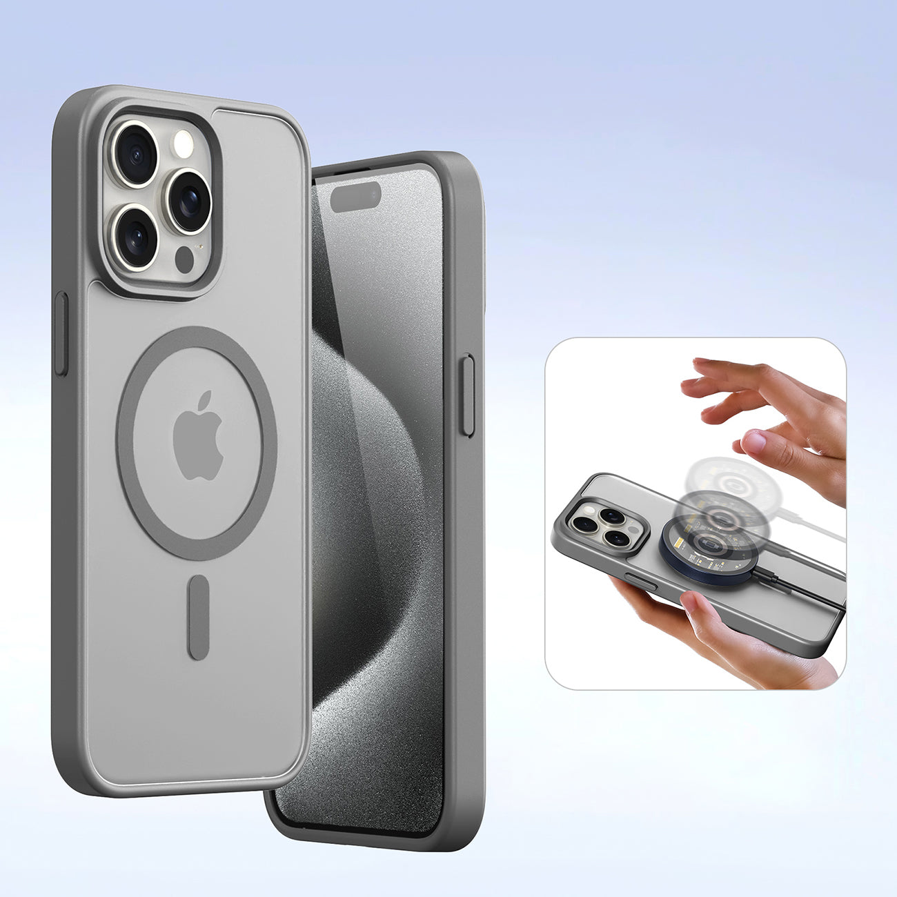 Dux Ducis Lawa odinis dėklas iPhone 15 Pro Max – pilkas