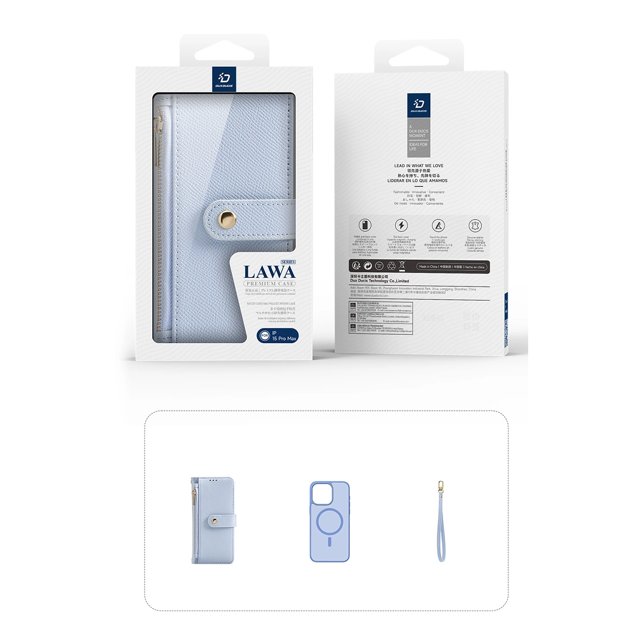 Dux Ducis Lawa odinis dėklas iPhone 15 Pro Max – mėlynas