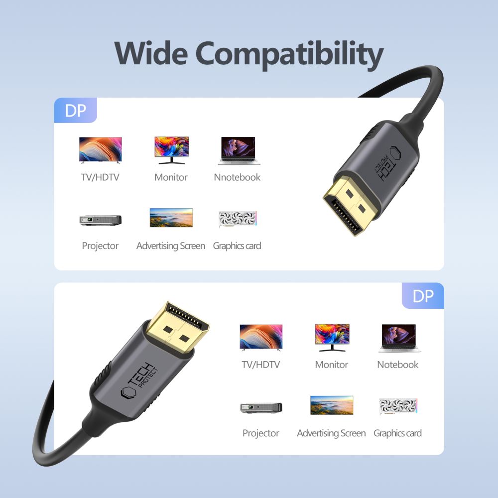 Tech-Protect UltraBoost DisplayPort į DisplayPort 1.4 laidas 4K 60Hz 2m - juodas -- Cell phone cables