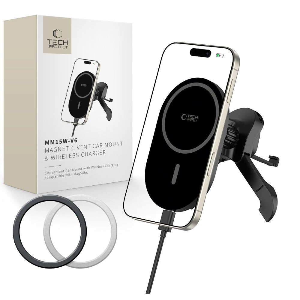 Tech-Protect MM15W-V6 magnetinis MagSafe automobilinis laikiklis oro ventiliacijos angai - juodas -- Cell phone holders