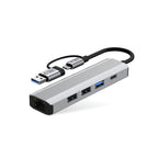 Tech-Protect HB03 HUB adapteris 5in1 USB-C + USB2.0 + USB3.0 + RJ45 - pilkas -- USB Adapters