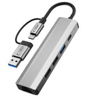 Tech-Protect HB03 HUB adapteris 5in1 USB-C + USB2.0 + USB3.0 + RJ45 - pilkas -- USB Adapters