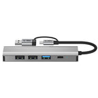 Tech-Protect HB03 HUB adapteris 5in1 USB-C + USB2.0 + USB3.0 + RJ45 - pilkas -- USB Adapters