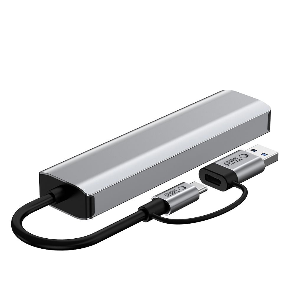 Tech-Protect HB03 HUB adapteris 5in1 USB-C + USB2.0 + USB3.0 + RJ45 - pilkas -- USB Adapters