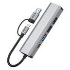 Tech-Protect HB03 HUB adapteris 5in1 USB-C + USB2.0 + USB3.0 + RJ45 - pilkas -- USB Adapters