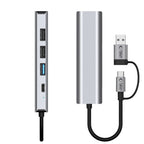 Tech-Protect HB03 HUB adapteris 5in1 USB-C + USB2.0 + USB3.0 + RJ45 - pilkas -- USB Adapters