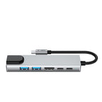 Tech-Protect HB02 HUB adapteris 6in1 USB-C + USB2.0 + USB3.0 + HDMI 4K 30Hz + RJ45 + PD100W - pilka -- USB Adapters