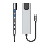 Tech-Protect HB02 HUB adapteris 6in1 USB-C + USB2.0 + USB3.0 + HDMI 4K 30Hz + RJ45 + PD100W - pilka -- USB Adapters