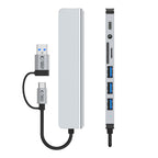Tech-Protect HB06 HUB adapteris 8in1 TYPE-C + USB2.0 + USB3.0 + SD/TF + AV3.5 - pilka -- USB Adapters