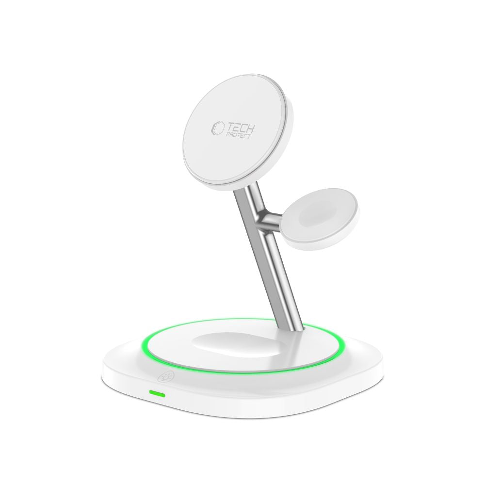 Tech-Protect QI15W-A46 3in1 magnetinis MagSafe indukcinis įkroviklis - baltas -- Cell phone chargers