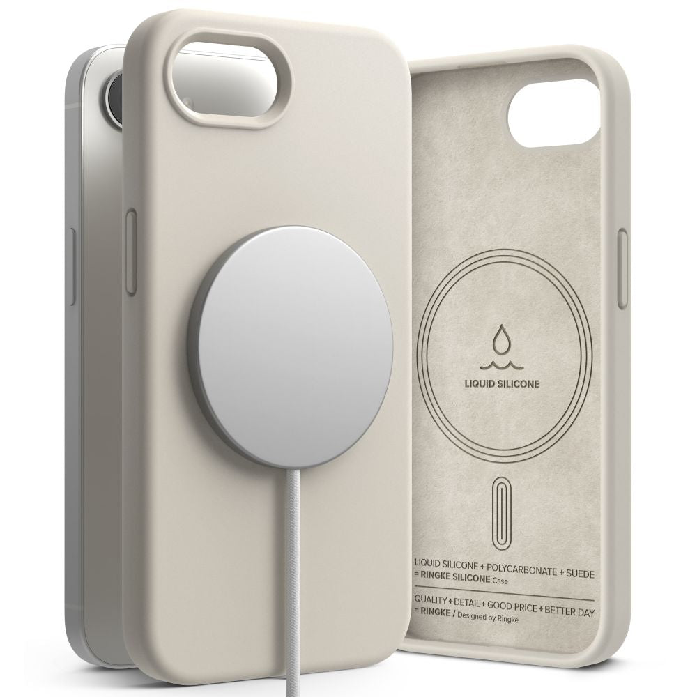 Ringke silikoninis MagSafe dėklas iPhone 16e – smėlio -- iPhone 16e