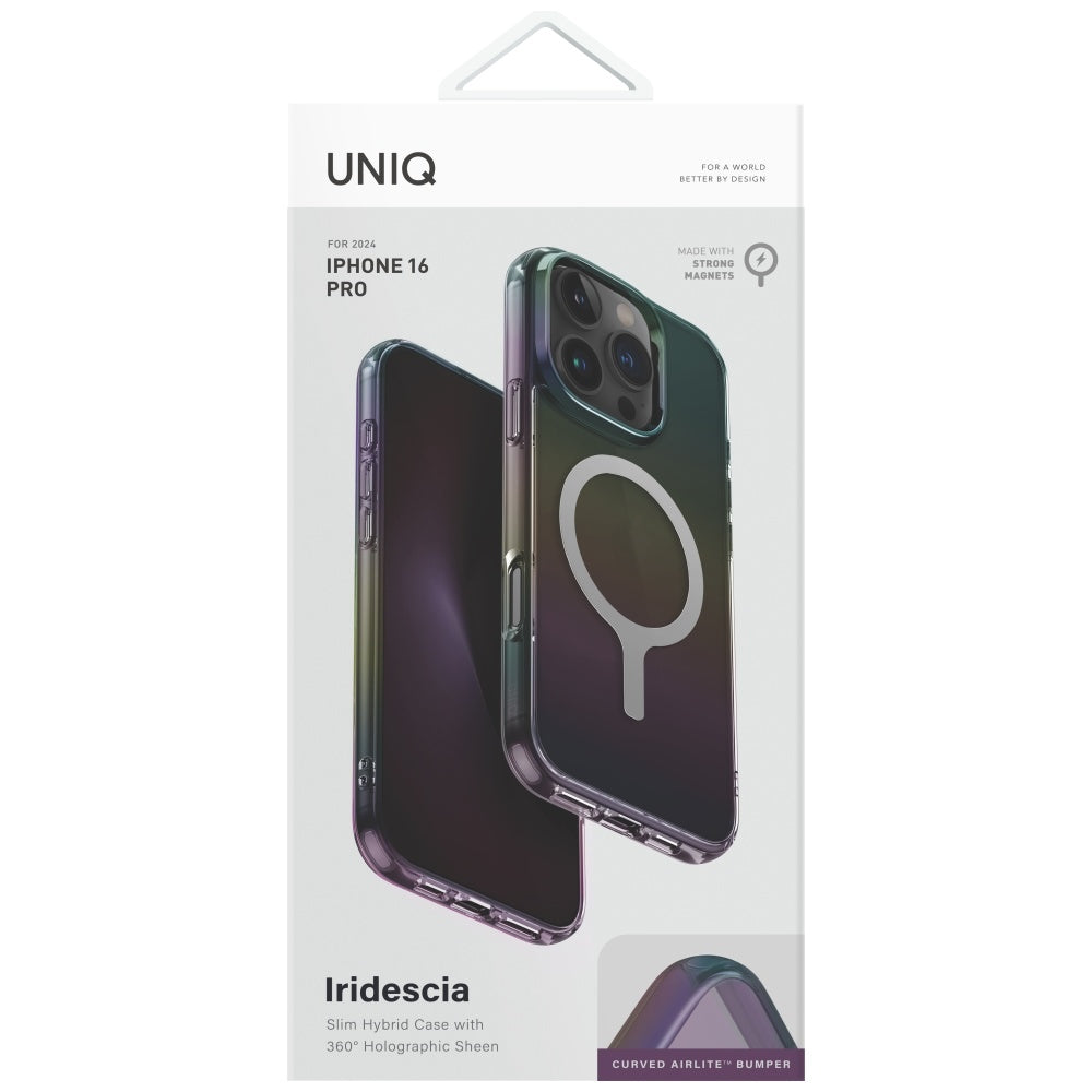 Uniq Iridescia MagClick dėklas iPhone 16 Pro – juodas