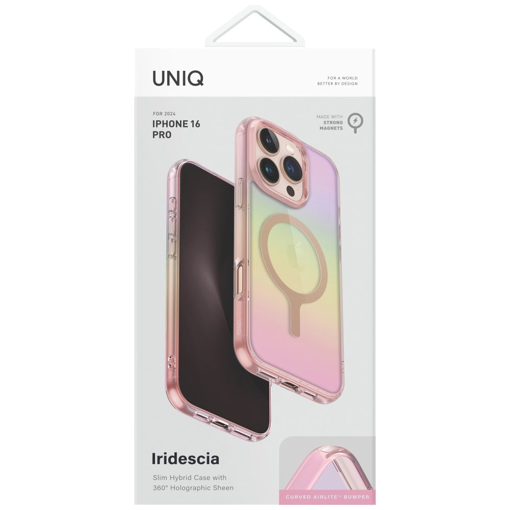 Uniq Iridescia MagClick dėklas iPhone 16 Pro – rožinis