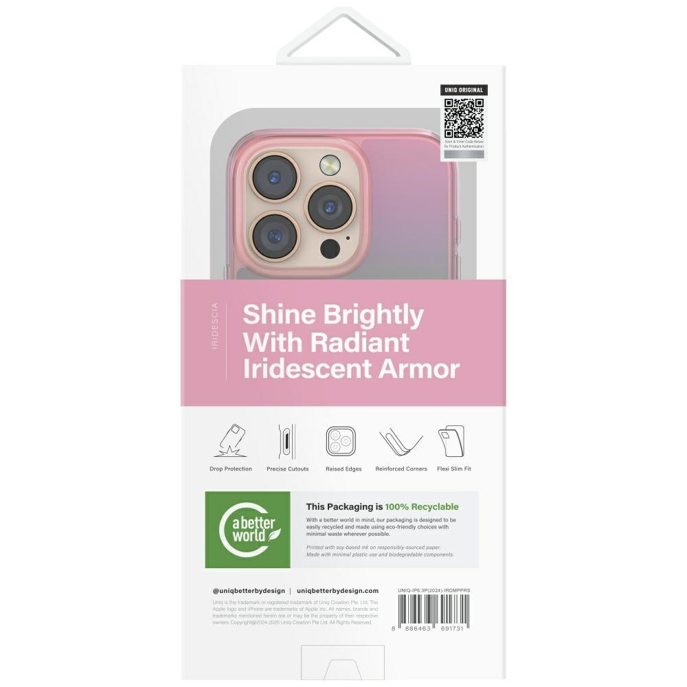 Uniq Iridescia MagClick dėklas iPhone 16 Pro – rožinis