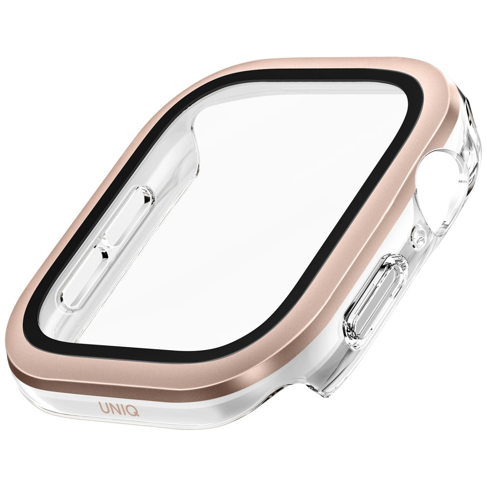 Uniq Voute dėklas Apple Watch 46 mm su stiklu – rožinis auksas