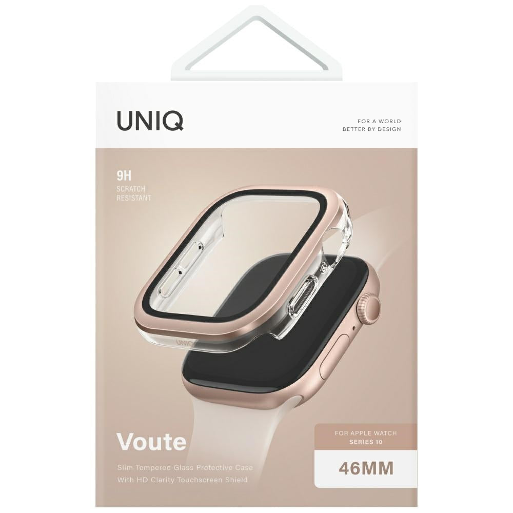 Uniq Voute dėklas Apple Watch 46 mm su stiklu – rožinis auksas