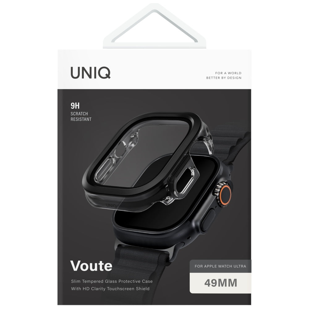 Uniq Voute dėklas Apple Watch Ultra 49 mm su stiklu – juodas
