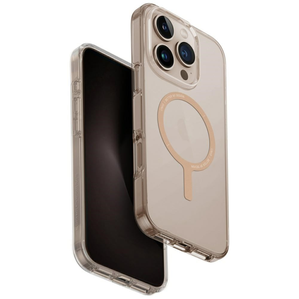Uniq Clario MagClick dėklas iPhone 16 Pro – skaidrus/auksinis