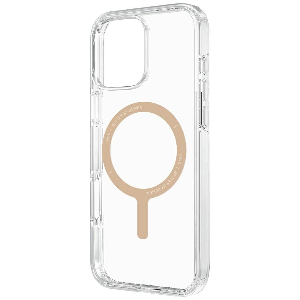 Uniq Clario MagClick dėklas iPhone 16 Pro – skaidrus/auksinis