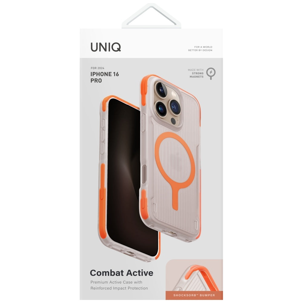 Uniq Combat Active MagClick dėklas iPhone 16 Pro – oranžinis