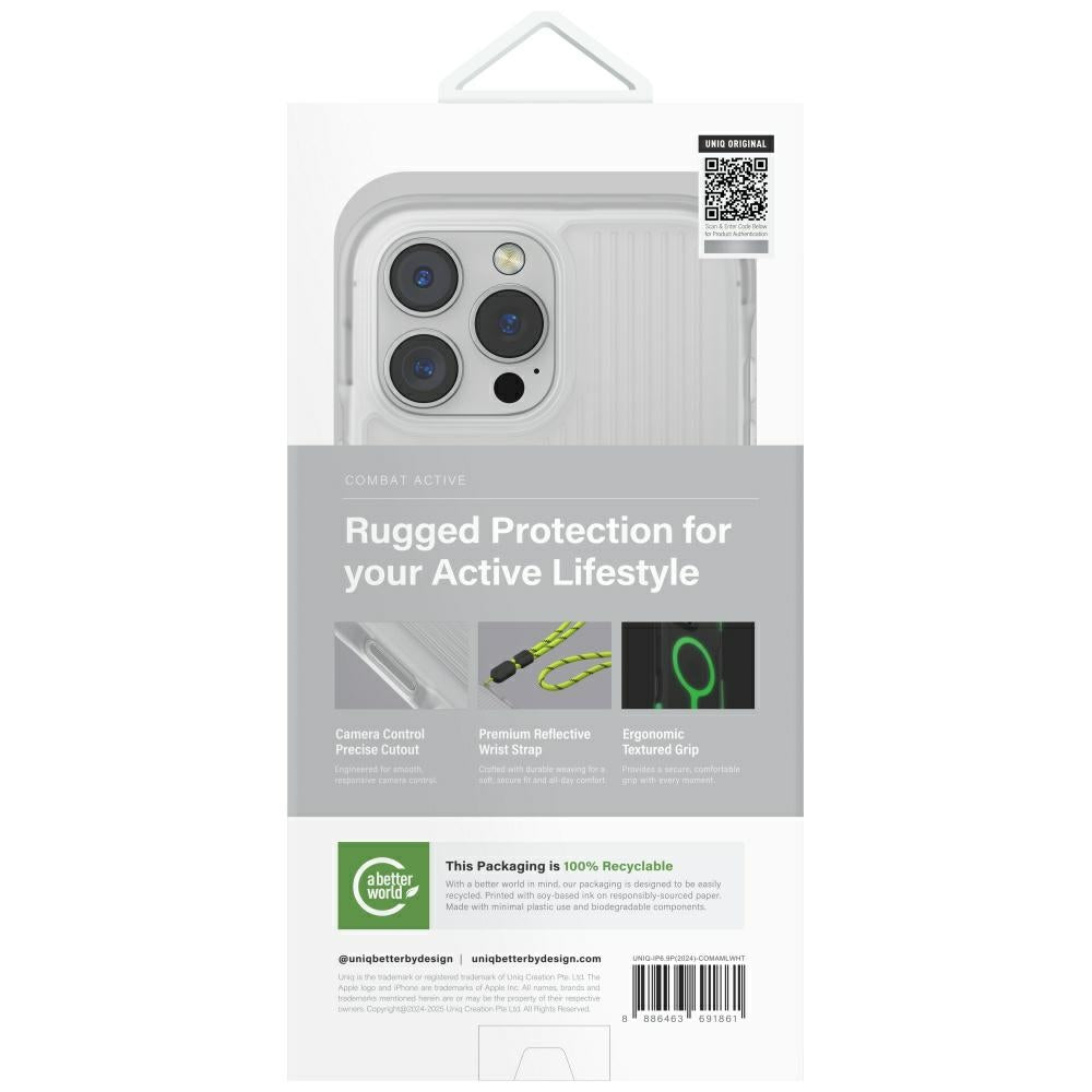 Uniq Combat Active MagClick dėklas iPhone 16 Pro Max – baltas