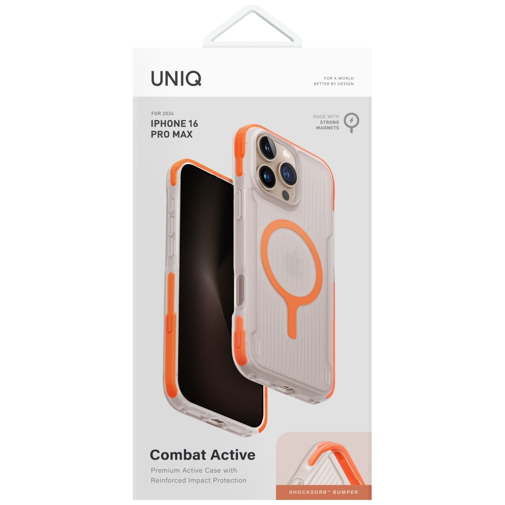 Uniq Combat Active MagClick dėklas iPhone 16 Pro Max – oranžinis