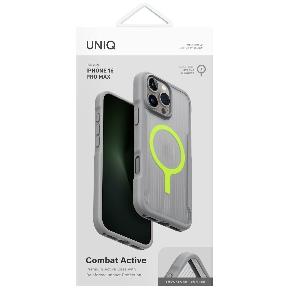 Uniq Combat Active MagClick dėklas iPhone 16 Pro Max – pilkas