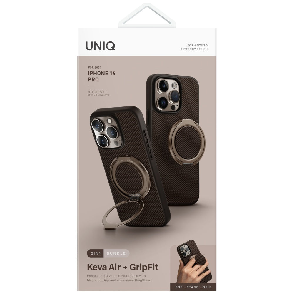 Uniq Keva Air MagClick dėklas iPhone 16 Pro – rudas